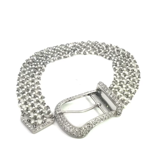 Pearl and Diamond Buckle Bracelet