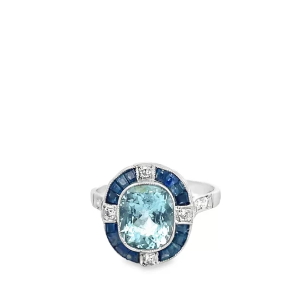 Aquamarine and Sapphire Ring