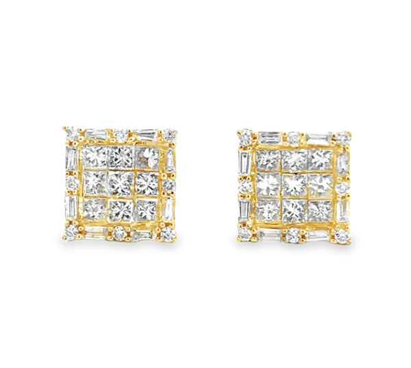 Gold Square Diamond Earrings