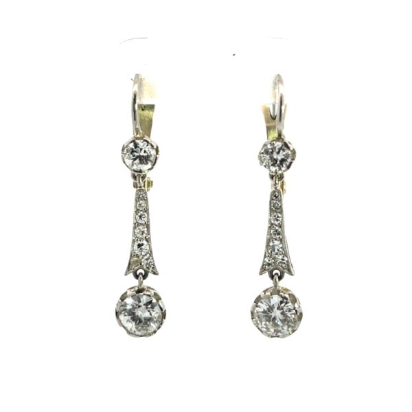 Gold & Platinum Edwardian Style Diamond Drop Earrings