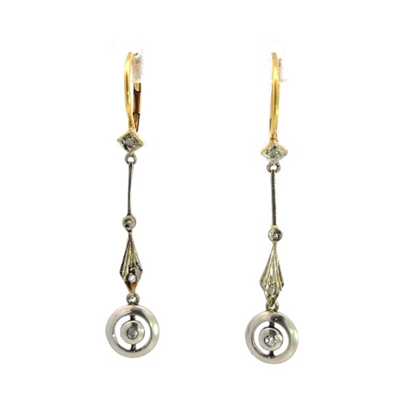 Victorian Platinum Gold Diamond Dangle Earrings