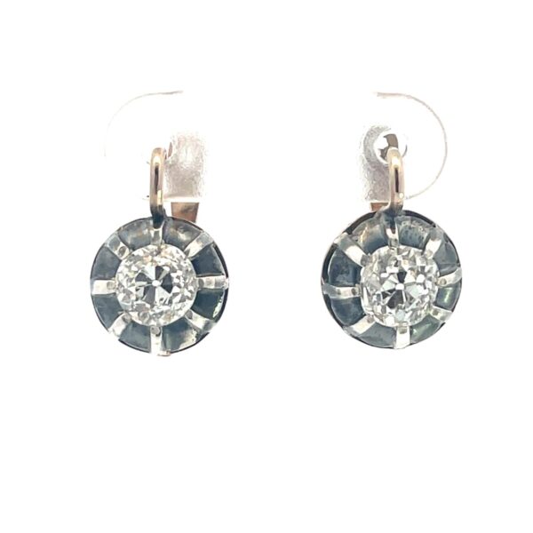 Silver & Gold Old European Cut Diamond Earrings