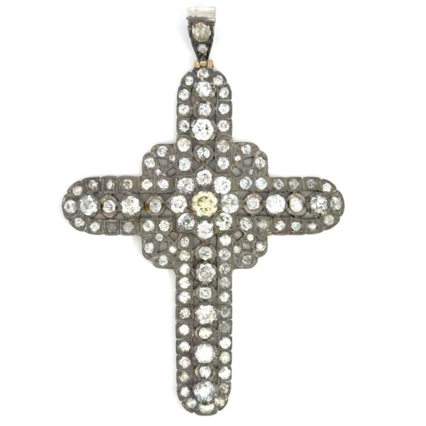 Silver & 14k Gold Pendant Necklace with 8.0ct Old Mine Diamond