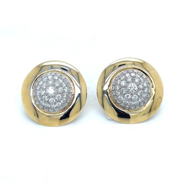 Estate 18k Vintage Round Diamond Pave Earrings