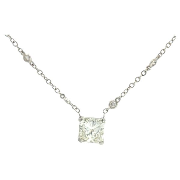 GIA 18k Squared Diamond with Diamond by the Yard Chain Necklace
