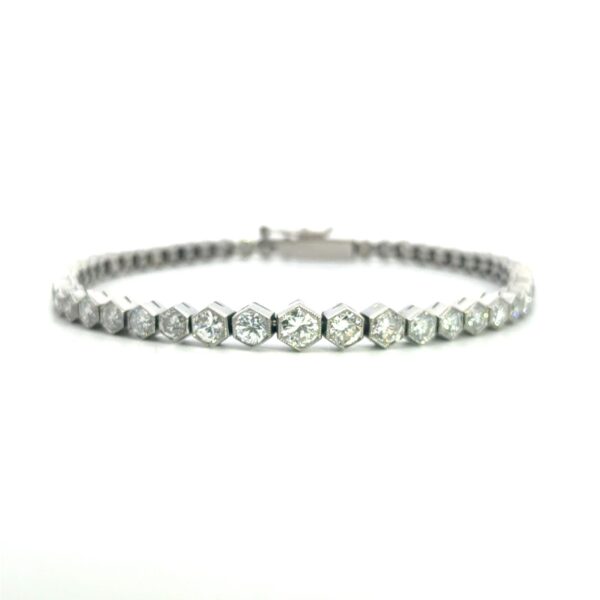 Platinum Diamond Hexagonal Gradient Tennis Bracelet
