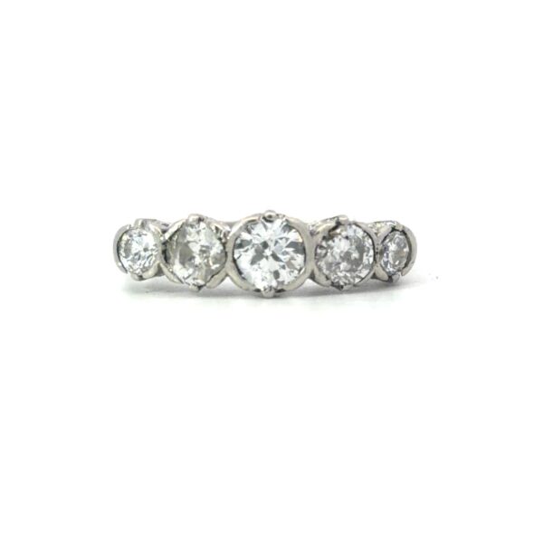 Vintage Estate Platinum 5 Diamond Ring